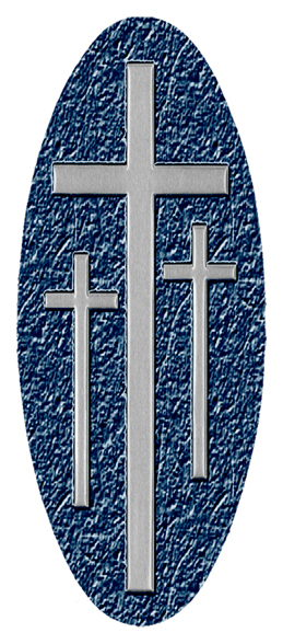 Silver 3 Crosses Blue Background